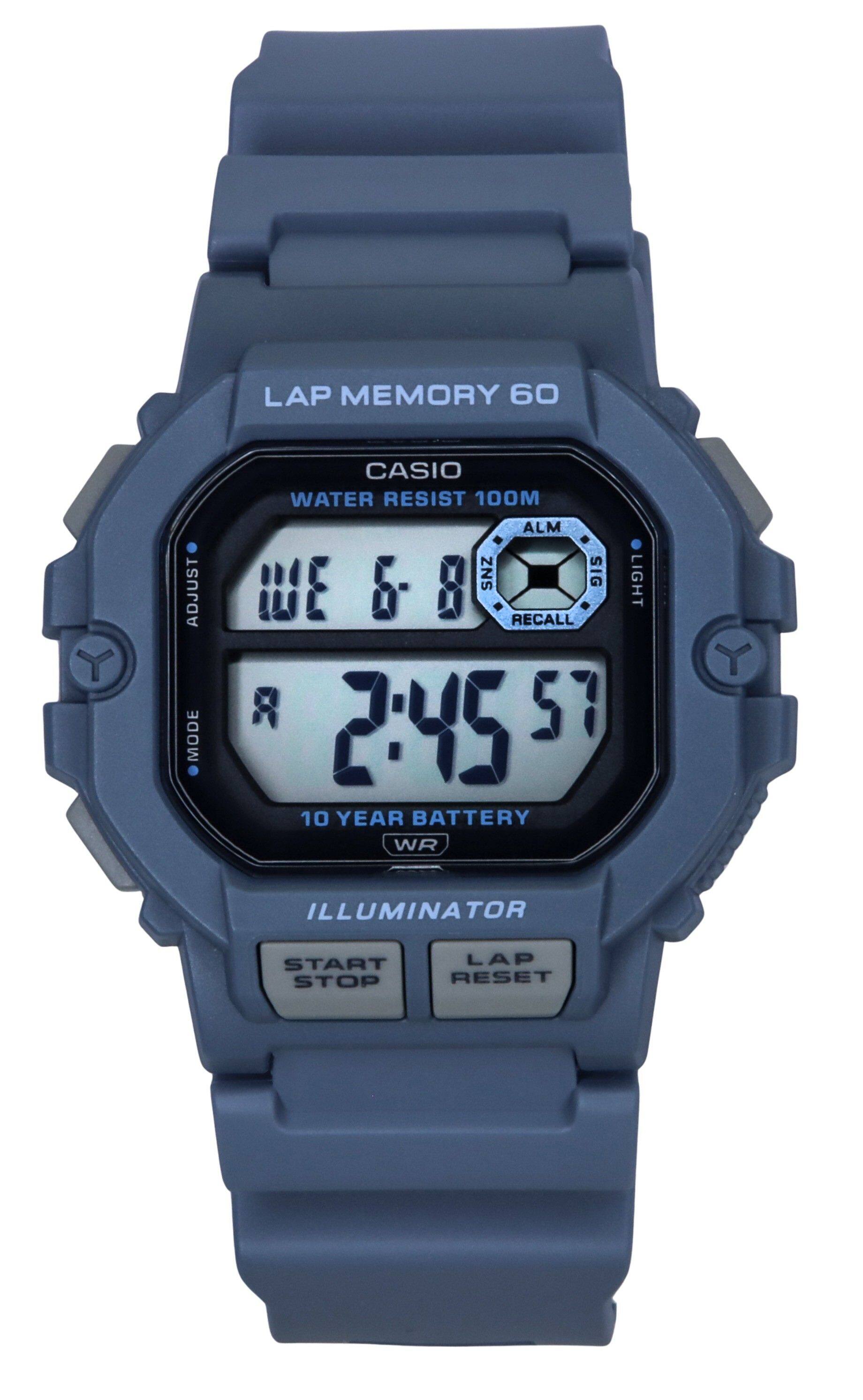 Casio Illuminator LAP Memory 60 Digital Quartz WS 1400H 2AV Mens Watch ...