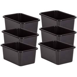 Teacher Created Resources - Black Small Plastic Storage Bin, Pack of 6