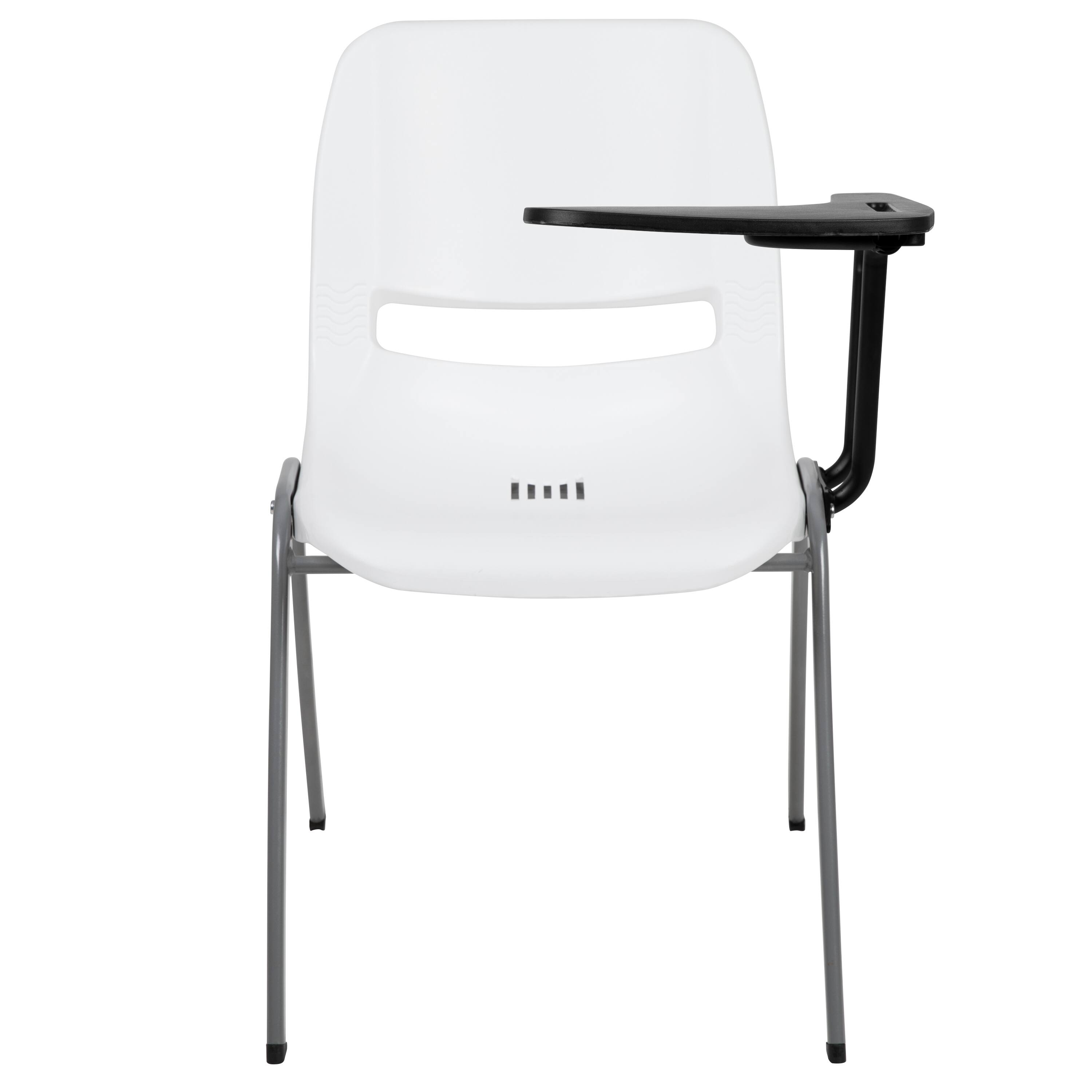 Alt View 7. Emma + Oliver - Ergonomic Shell Chair with Left Handed Flip-Up Tablet - Tablet Arm Desk - White.