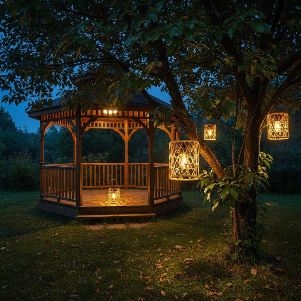 Alt View 4. FINEAK - 5.9" 2 Pack Rattan Solar Hanging Lanterns - Waterproof with Handle Outdoor Bright - Brown.