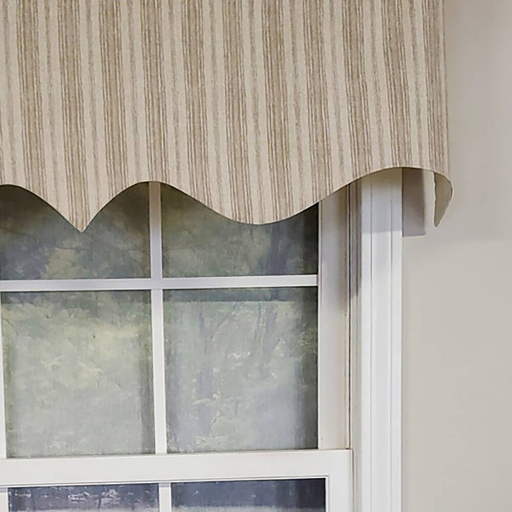 Left. RLF Home - RLF Home Luxurious Modern Design Classic Brunswick Stripe Regal Style Window Valance 50" x 17" Stone - Stone.