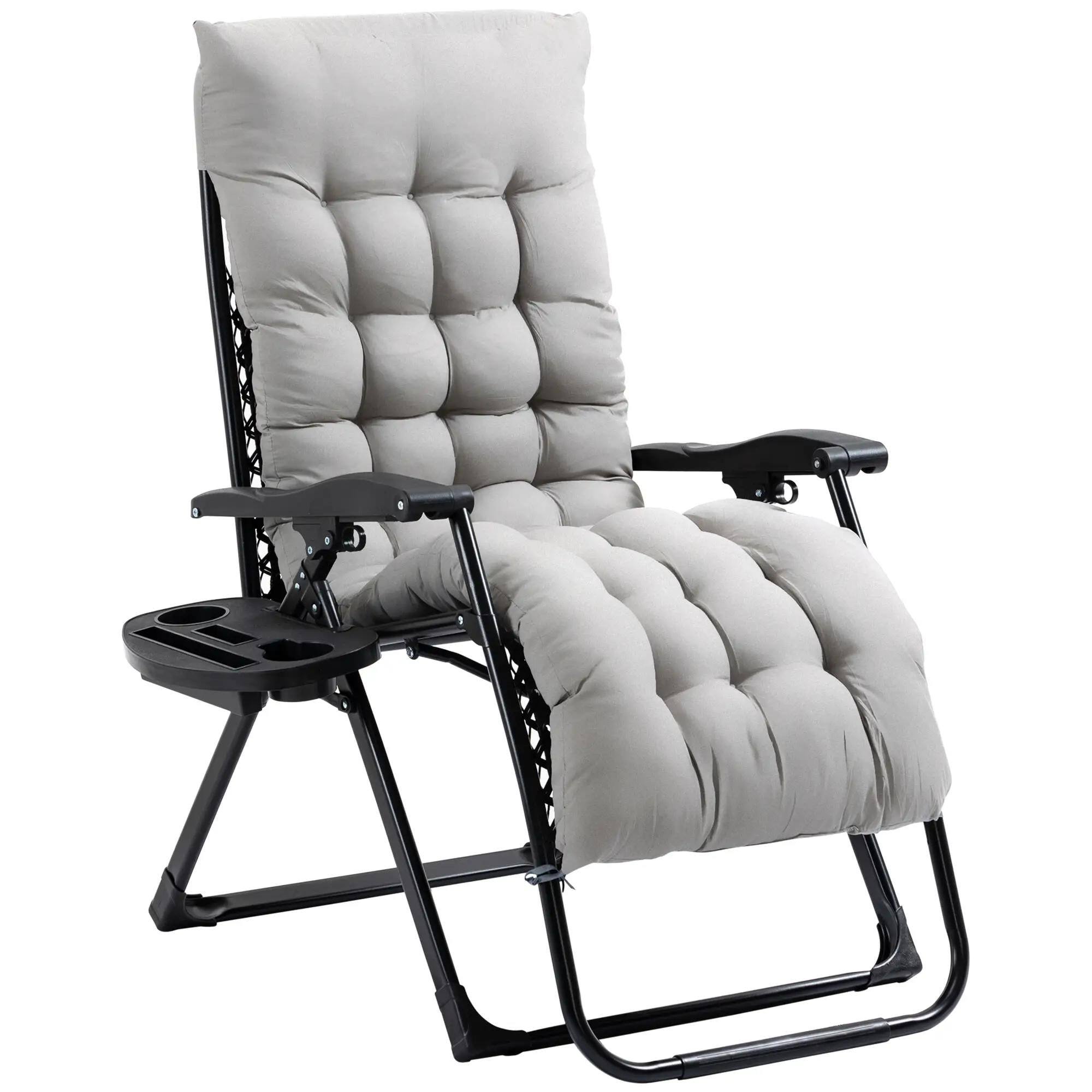 Angle. Resenkos - Resenkos Padded Zero Gravity Chair, Folding Recliner Chair with Cup Holder Cushion, Gray - Gray.