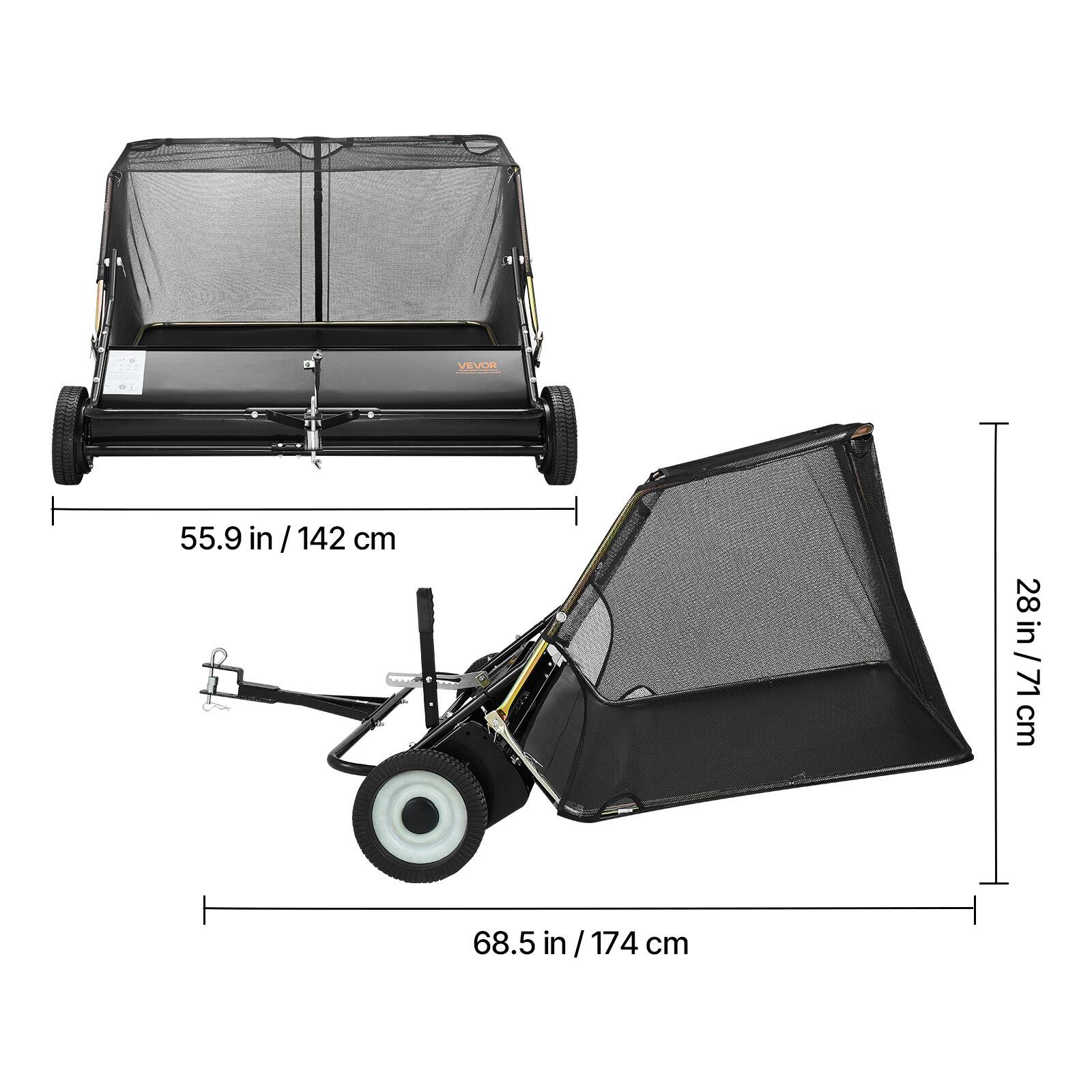 VEVOR  
55.9 in / 142 cm  
28 in / 71 cm  
68.5 in / 174 cm