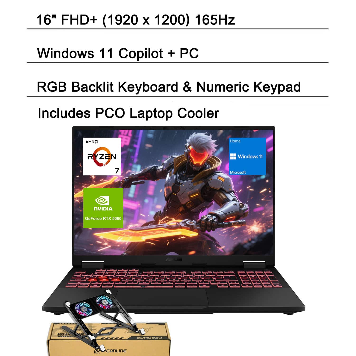 ASUS - TUF A16 16" FHD+ Laptop - AMD Ryzen 7 260, 64GB RAM - 2TB SSD - NVIDIA GeForce RTX 5060 - For Gaming & All-Day Use - Gray