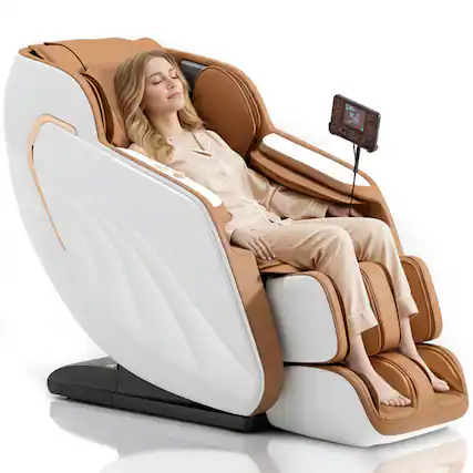 Front. Chery Life - Full Body Massage Chair Zero Gravity Foot Rollers Back Heating LCD Touch Screen SL Track - White.