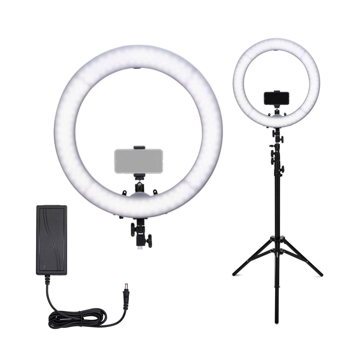 Front. Koah - Koah SOL SPHERE 19-Inch 55W Ring Light Kit with Air Cushioned Stand, Bag, Holder.