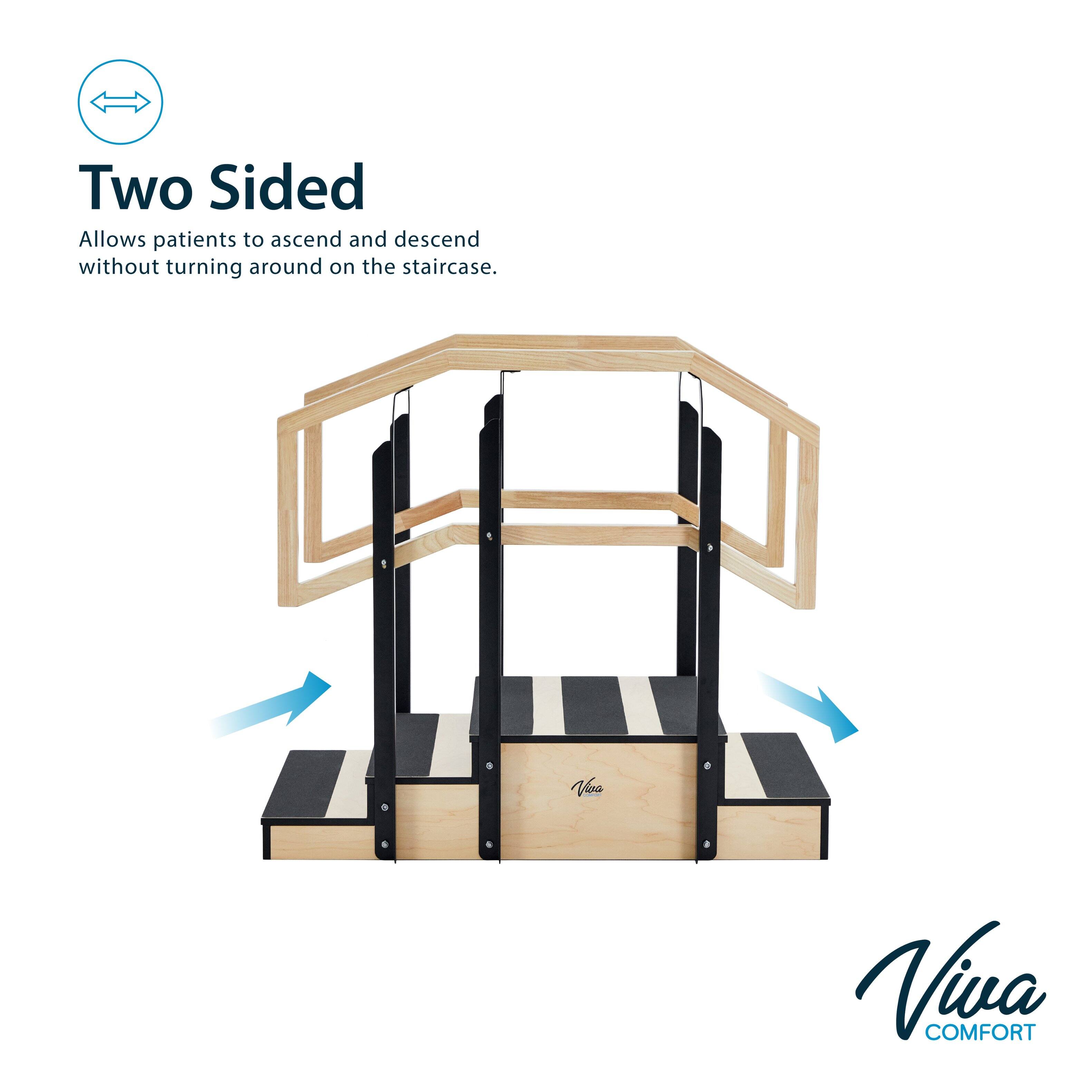 Two Sided  
Allows patients to ascend and descend without turning around on the staircase.  

Viva Comfort