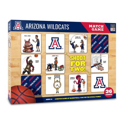 Arizona Wildcats Match Game
Shoot for Two!
36 Cards
Ages 3+ A Match Game of Basketball Fun for the Whole Family
- Ball Hog
- Hook Shot
- Jump Ball
- Bank Shot
- Hang Time
- Double Dribble
- Game of H-O-R-S-E
- Arizona Wildcats (repeated multiple times)