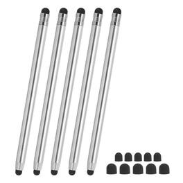 Unique Bargains - 5pcs Stylus Pens 2 in 1 High Sensitivity Universal Pen Capacitive Stylus for Phone Tablets Laptop Touch Screen Devices - Silver