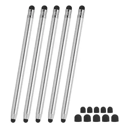 Front. Unique Bargains - 5pcs Stylus Pens 2 in 1 High Sensitivity Universal Pen Capacitive Stylus for Phone Tablets Laptop Touch Screen Devices - Silver.