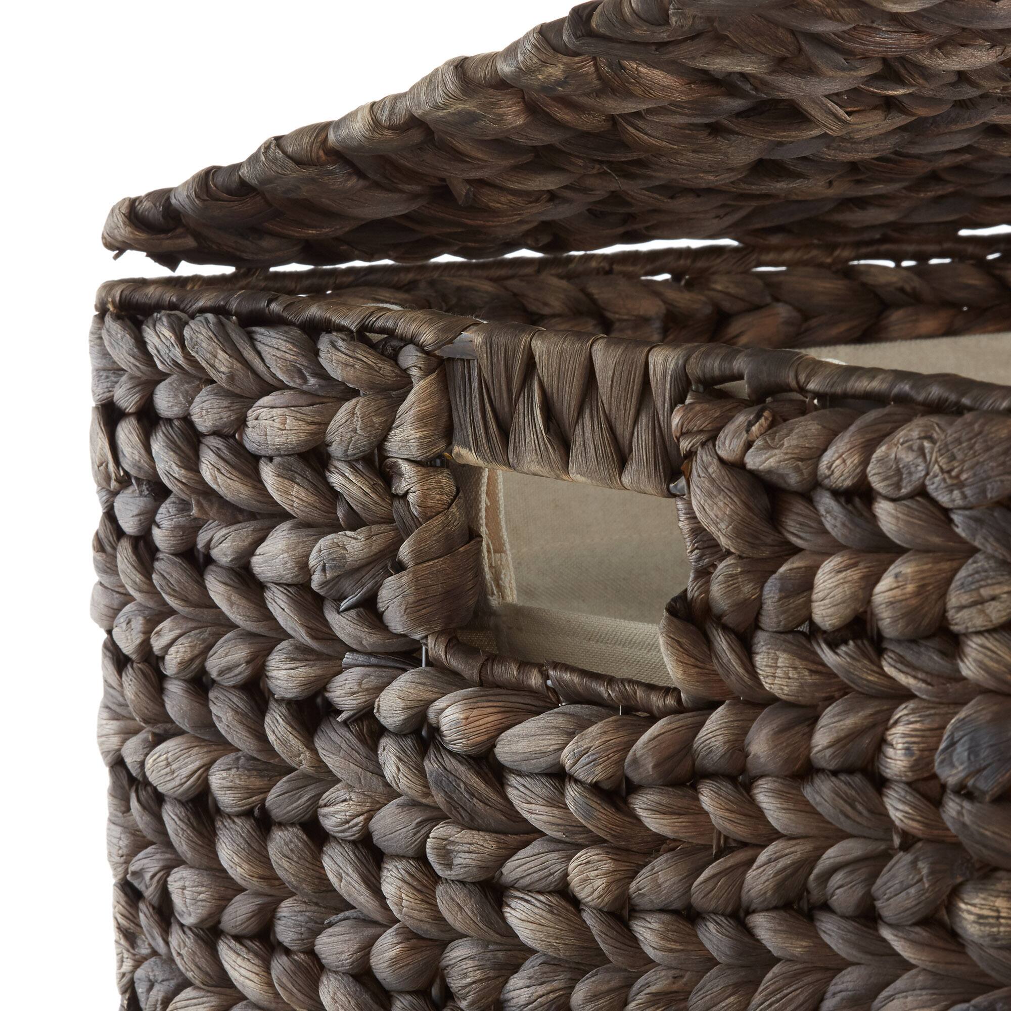 Alt View 4. Casafield - Square Laundry Hamper Basket w Lid and Liner for Clothes - Water Hyacinth - Espresso.
