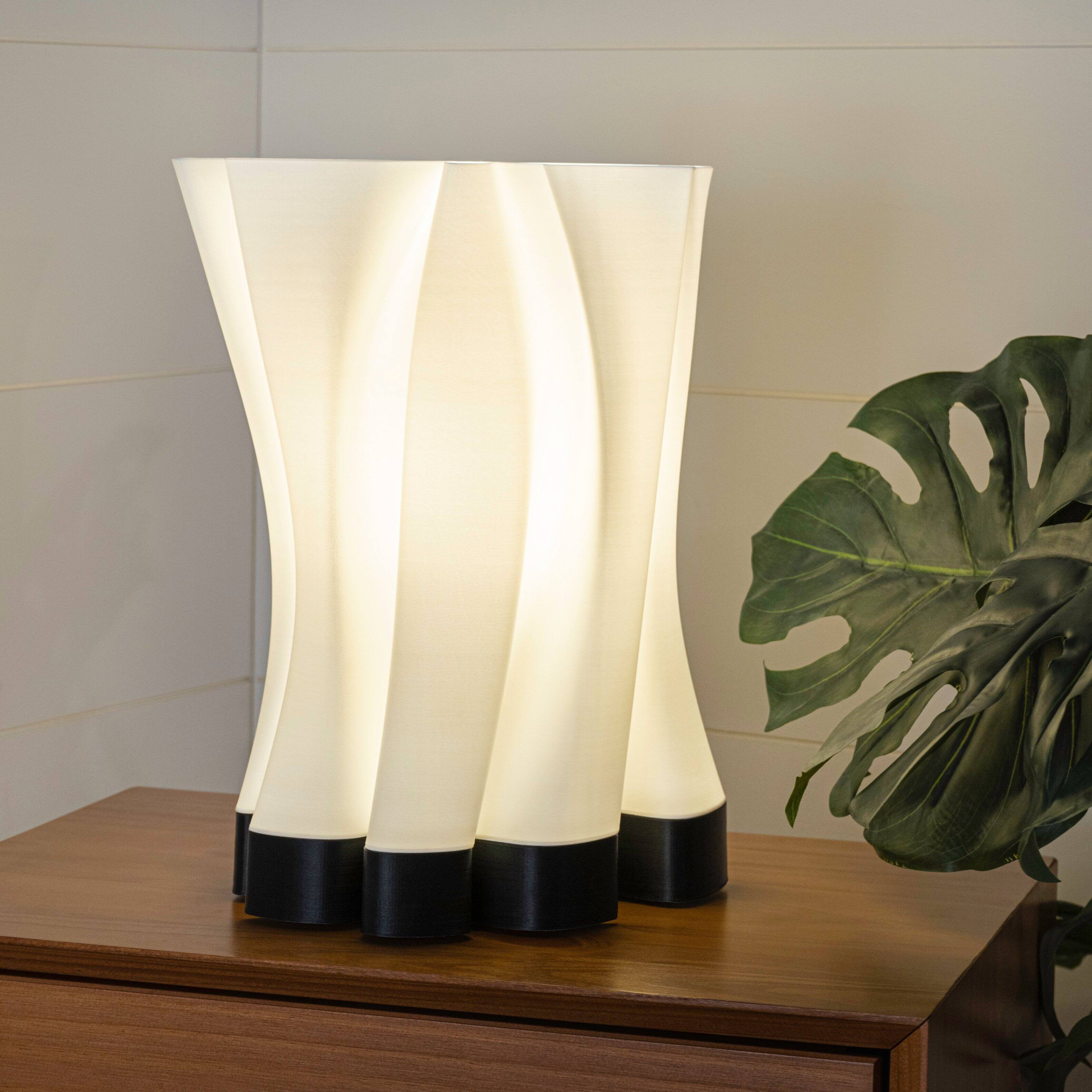 Alt View 1. Jonathan Y - Flame 13.5" Modern Bohemian Plant-Based PLA 3D Printed Dimmable LED Table Lamp, White/Black - White.