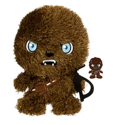 Front. Star Wars - Star Wars Chewbacca Stylized 7 Inch Plush With Enamel Pin - Brown.