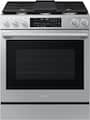 Samsung - 29 in. Wide 5 Burner 6.3 cu. ft. Bespoke Smart Slide-In Gas Range with Illuminated Precision Knobs - Stainless Steel
