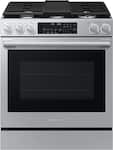 Samsung - 29 in. Wide 5 Burner 6.3 cu. ft. Bespoke Smart Slide-In Gas Range with Illuminated Precision Knobs - Stainless Steel