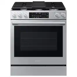 Samsung - 6.3 cu. ft. Bespoke Smart Slide-In Gas Range with Illuminated Precision Knobs - Stainless Steel