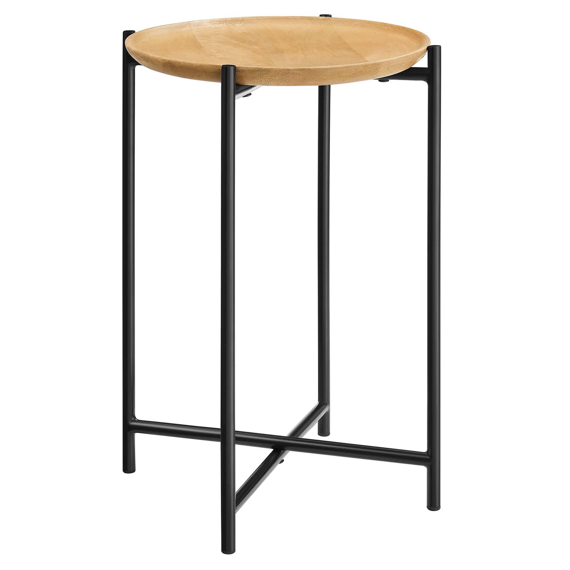 Angle. Modway - Xilo Round Wood and Metal Side Table by Modway - Oak.