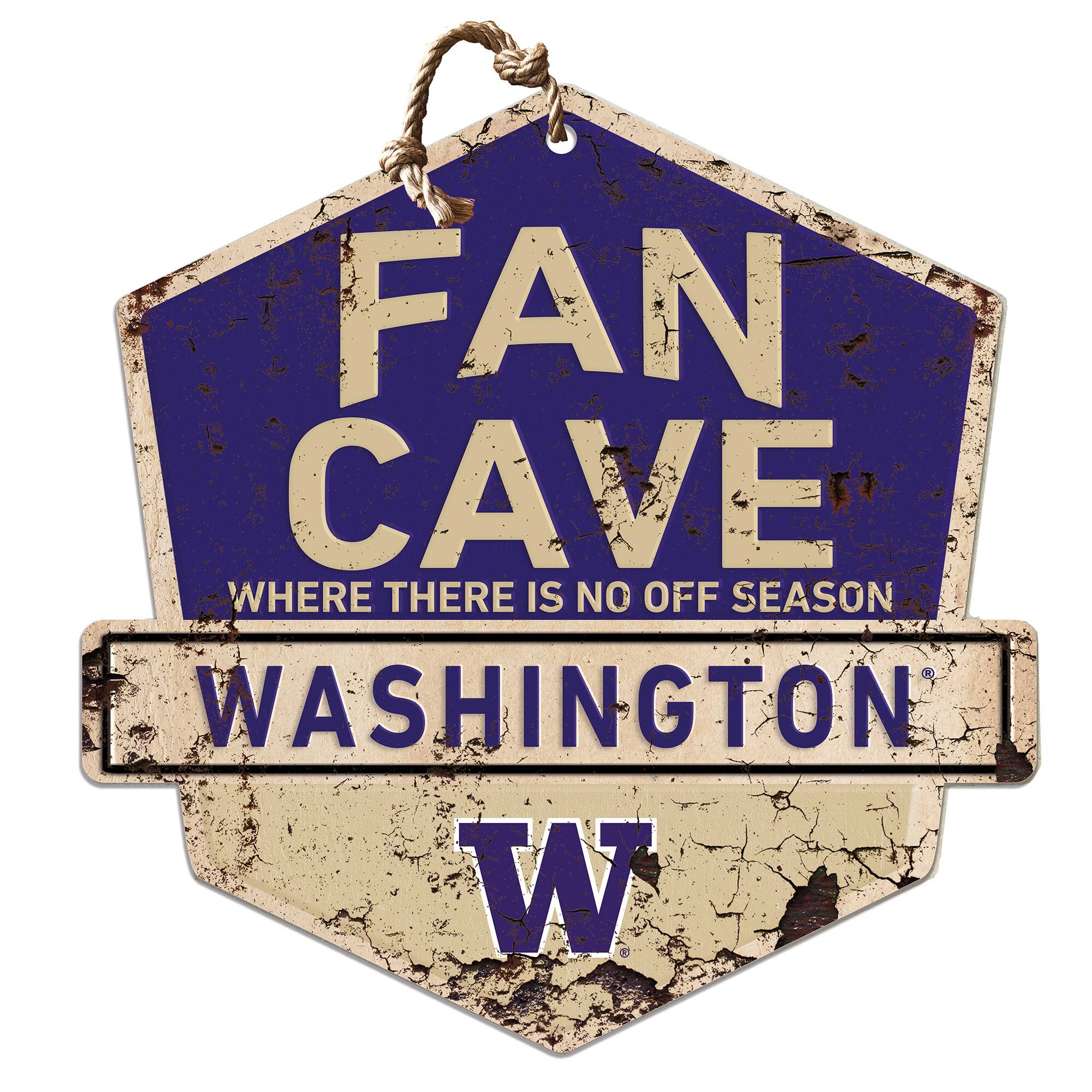 Washington Huskies Fan Cave Badge Sign