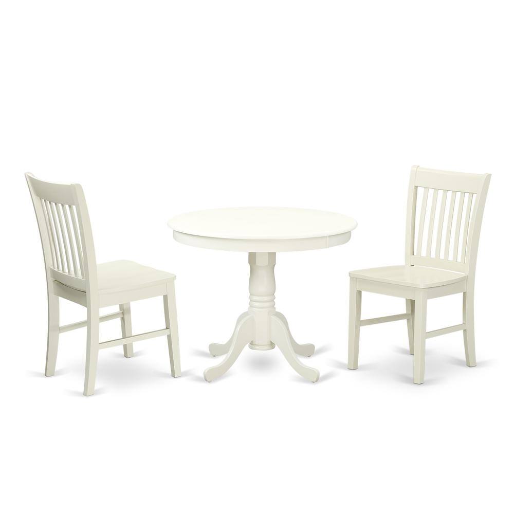 Back. East West Furniture - Dining Room Set Linen White - Linen White.
