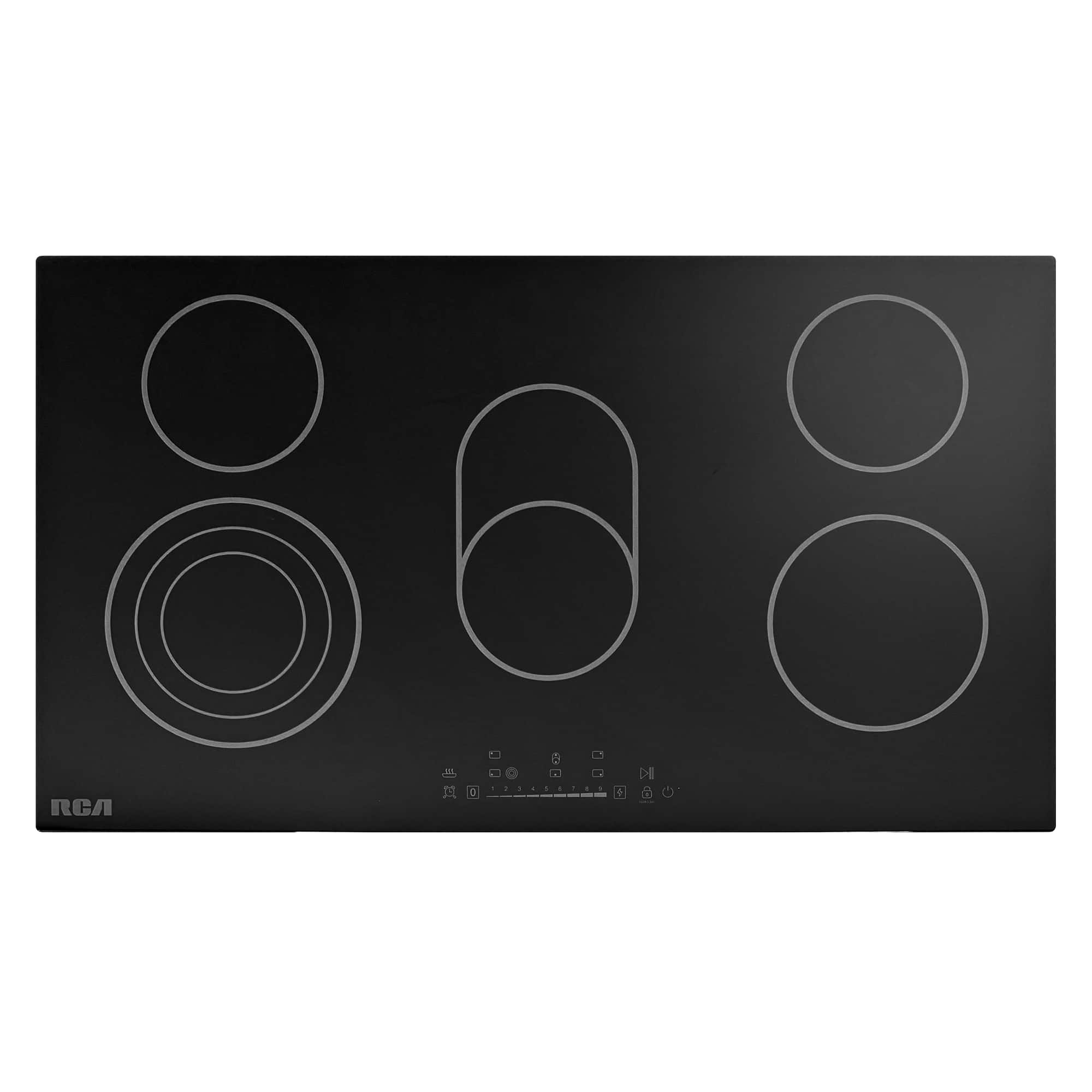 RCA - R-CTES365 36 in. Sterling Collection Drop-In Electric Ceramic Glass Cooktop, 5 Burners, Triple Zone Element - Black