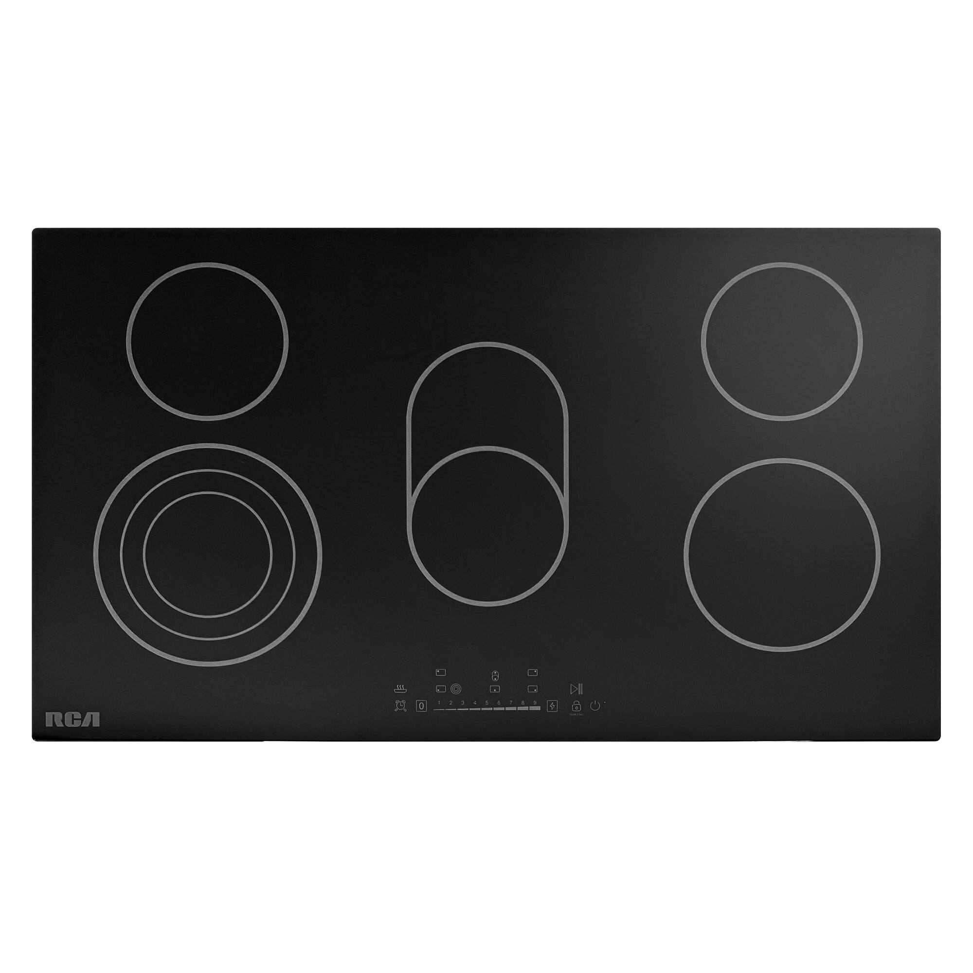 RCA - R-CTES365 36 in. Sterling Collection Drop-In Electric Ceramic Glass Cooktop, 5 Burners, Triple Zone Element - Black