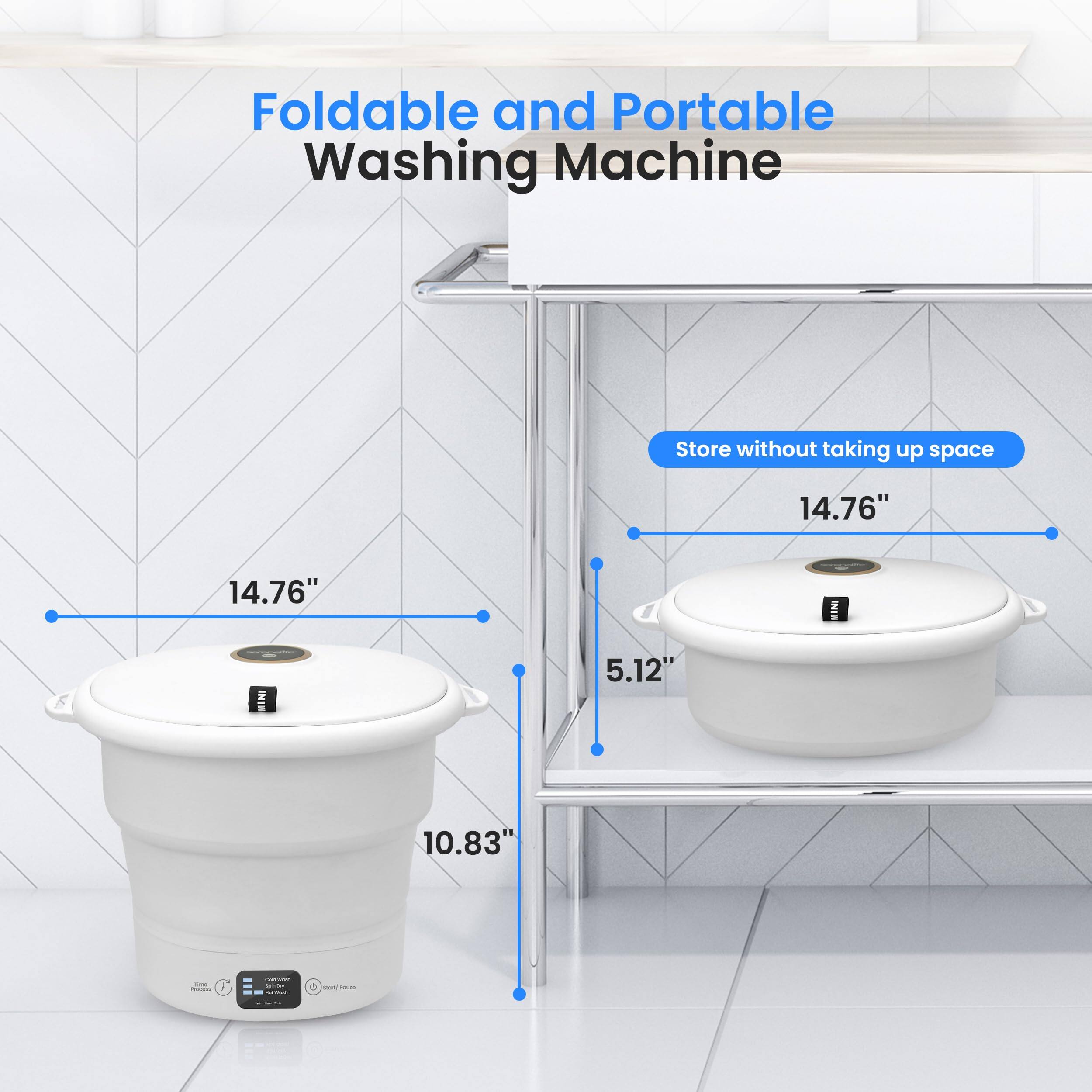 Foldable and Portable Washing Machine

Store without taking up space

14.76" x 14.76" x 10.83"

5.12"