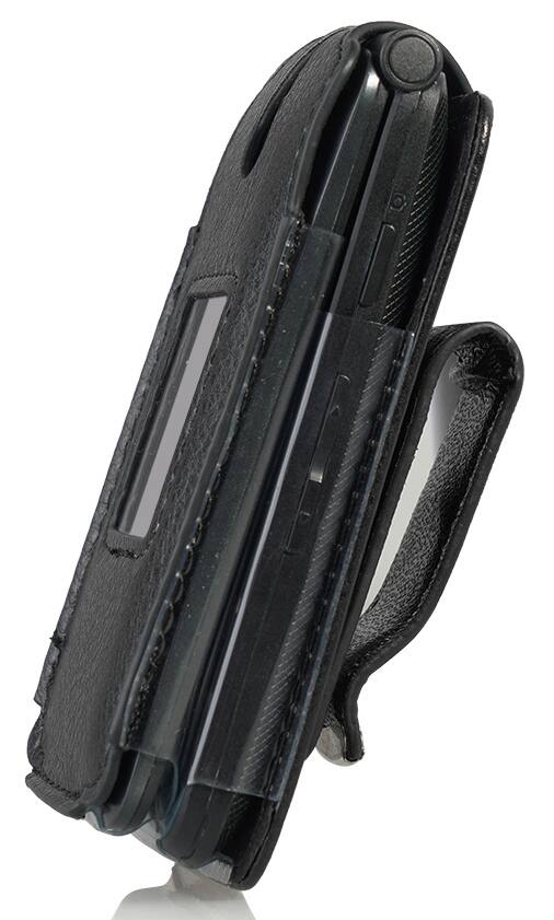 Alt View 6. Nakedcellphone - Vegan Leather Case with Belt Clip for Alcatel Go Flip V (2019) - Black.
