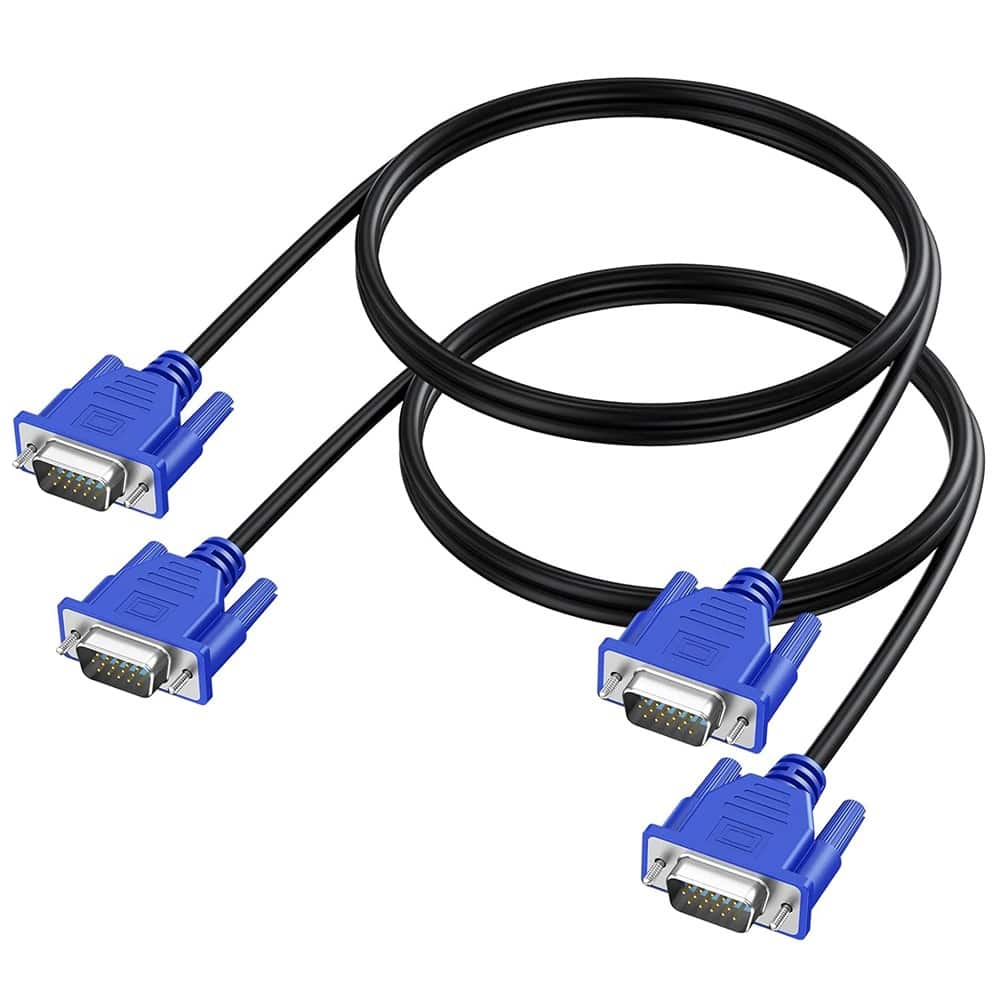 PARKER SLATER - VGA to VGA Cable 2-Pack – 1080P Full HD, Male-to-Male, 3 Ft Blue