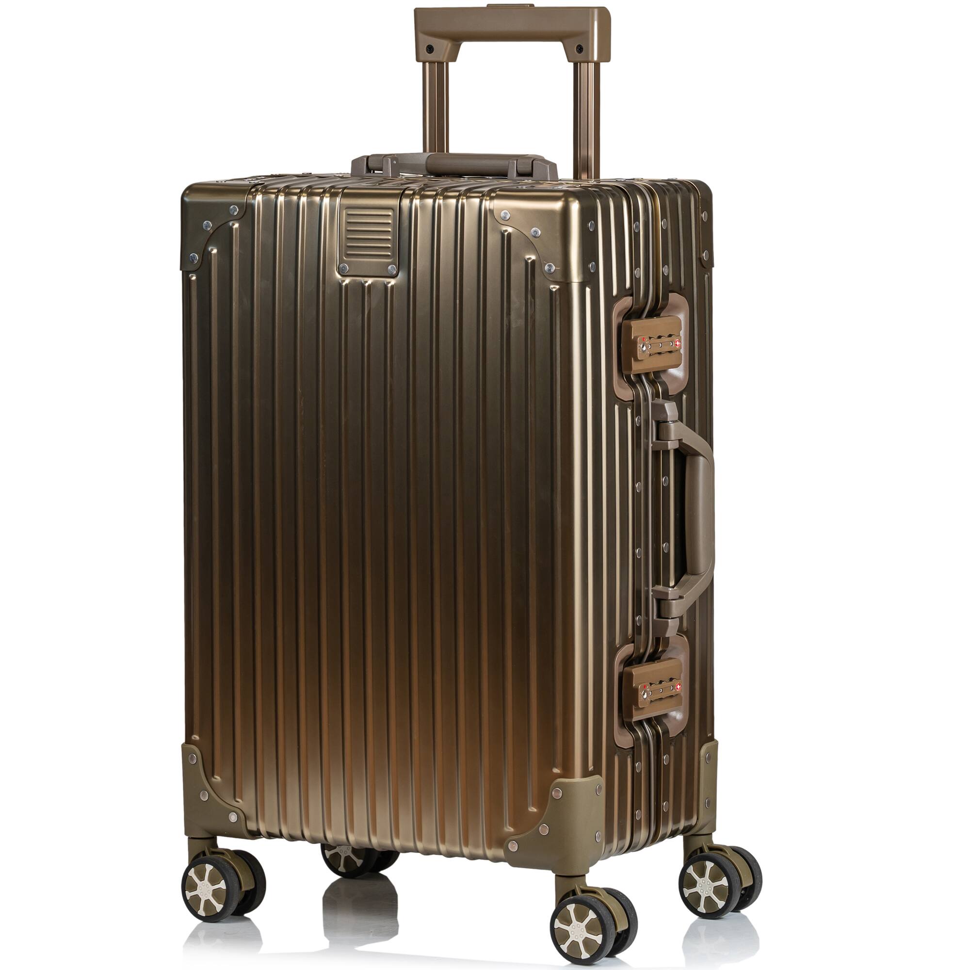 Angle. Champs - Elite Aluminum Collection Carry-on Luggage Case - Titanium Gold.