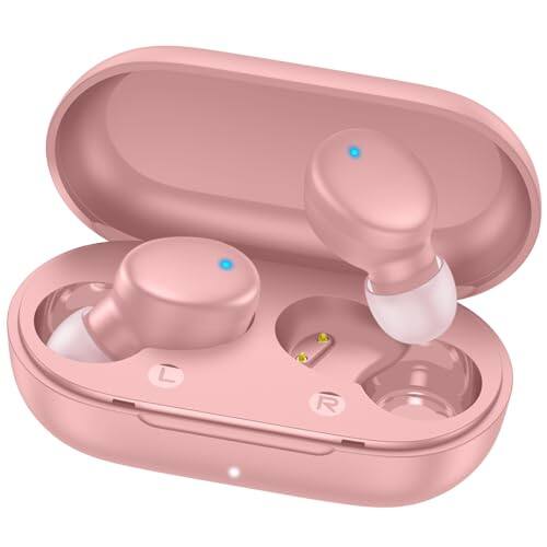 Alt View 1. Luckbyte - Mini Wireless Earbuds Bluetooth 5. 3 In Ear Headphones with Charging Case, 60H Playtime, Pink.