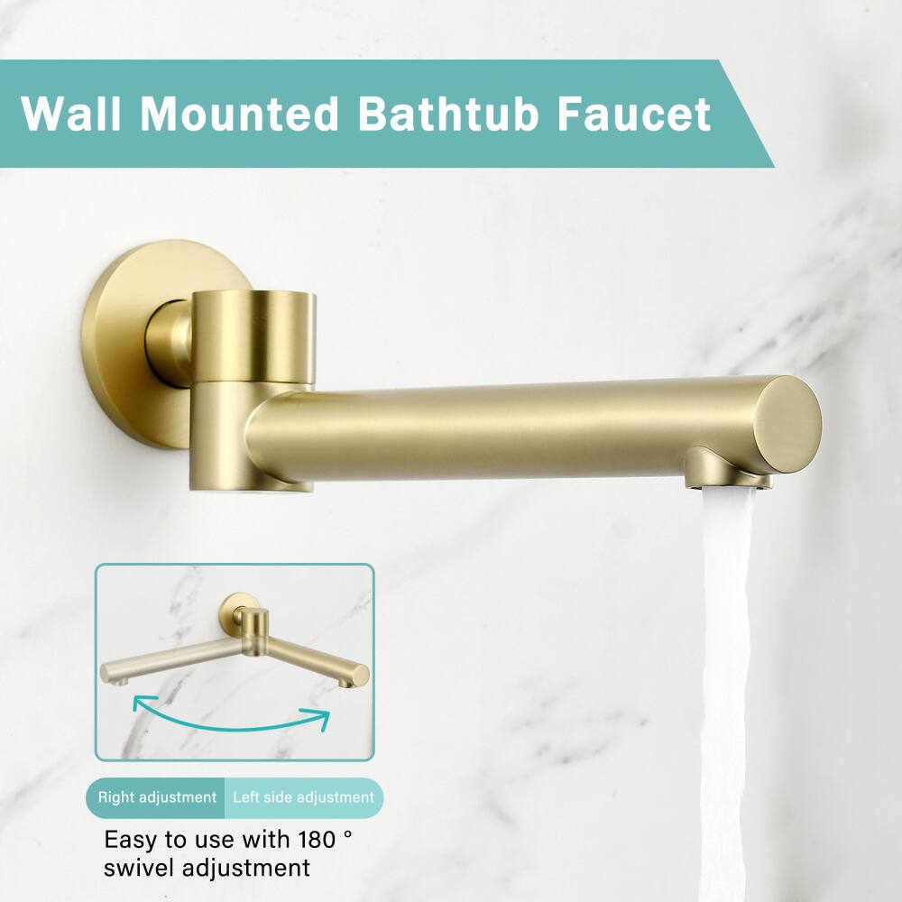 Wall Mounted Bathtub Faucet

Right adjustment  
Left side adjustment  

Easy to use with 180° swivel adjustment