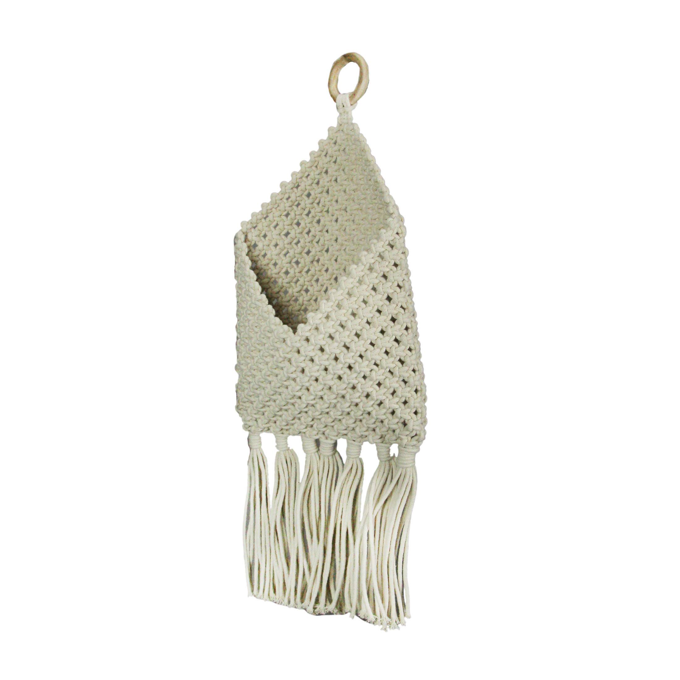 Alt View 1. PD Home & Garden - Bohemian Hand Tied Macrame Envelope Wall Pocket 21.25 Inches High - Tan.