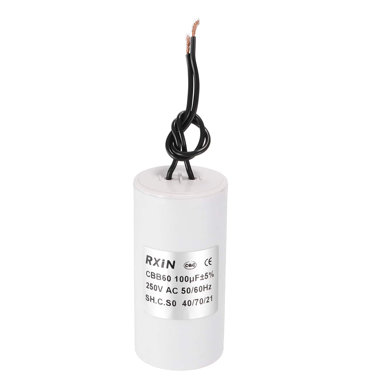 Unique Bargains - 100uF CBB60 Running Capacitor, AC 250V Cylinder 2 Wire for Air Conditioner, Compressor, Washing Machine - White