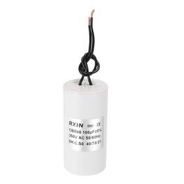 Unique Bargains - 100uF CBB60 Running Capacitor, AC 250V Cylinder 2 Wire for Air Conditioner, Compressor, Washing Machine - White