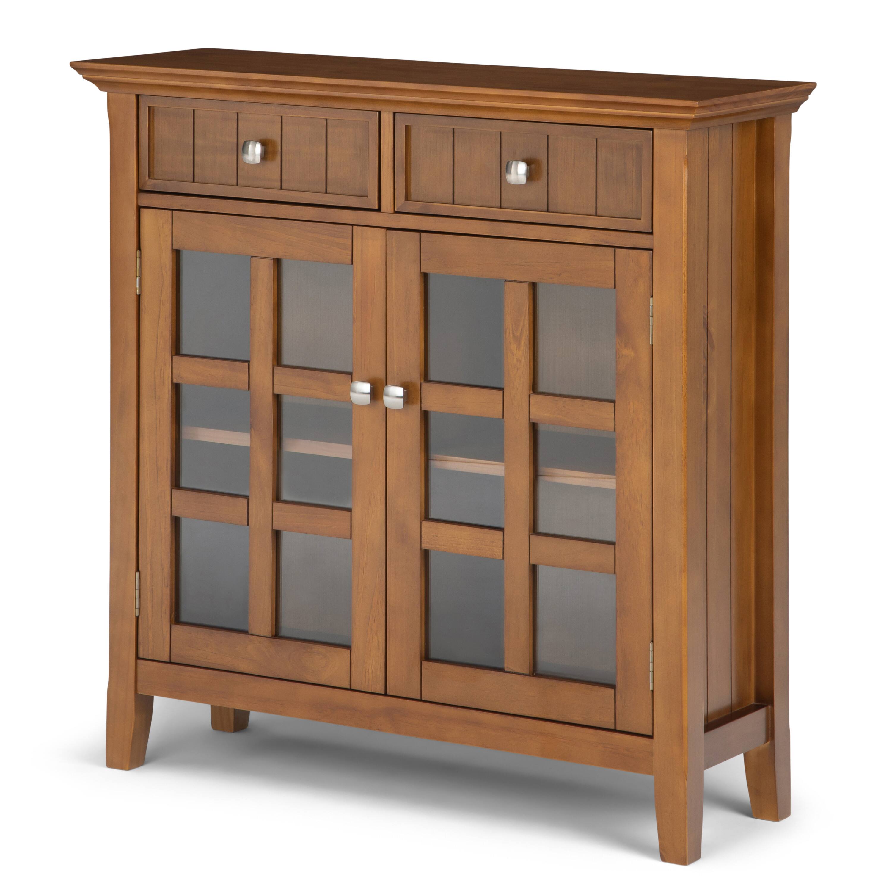 Angle. Simpli Home - Acadian Entryway Storage Cabinet - Light Golden Brown.