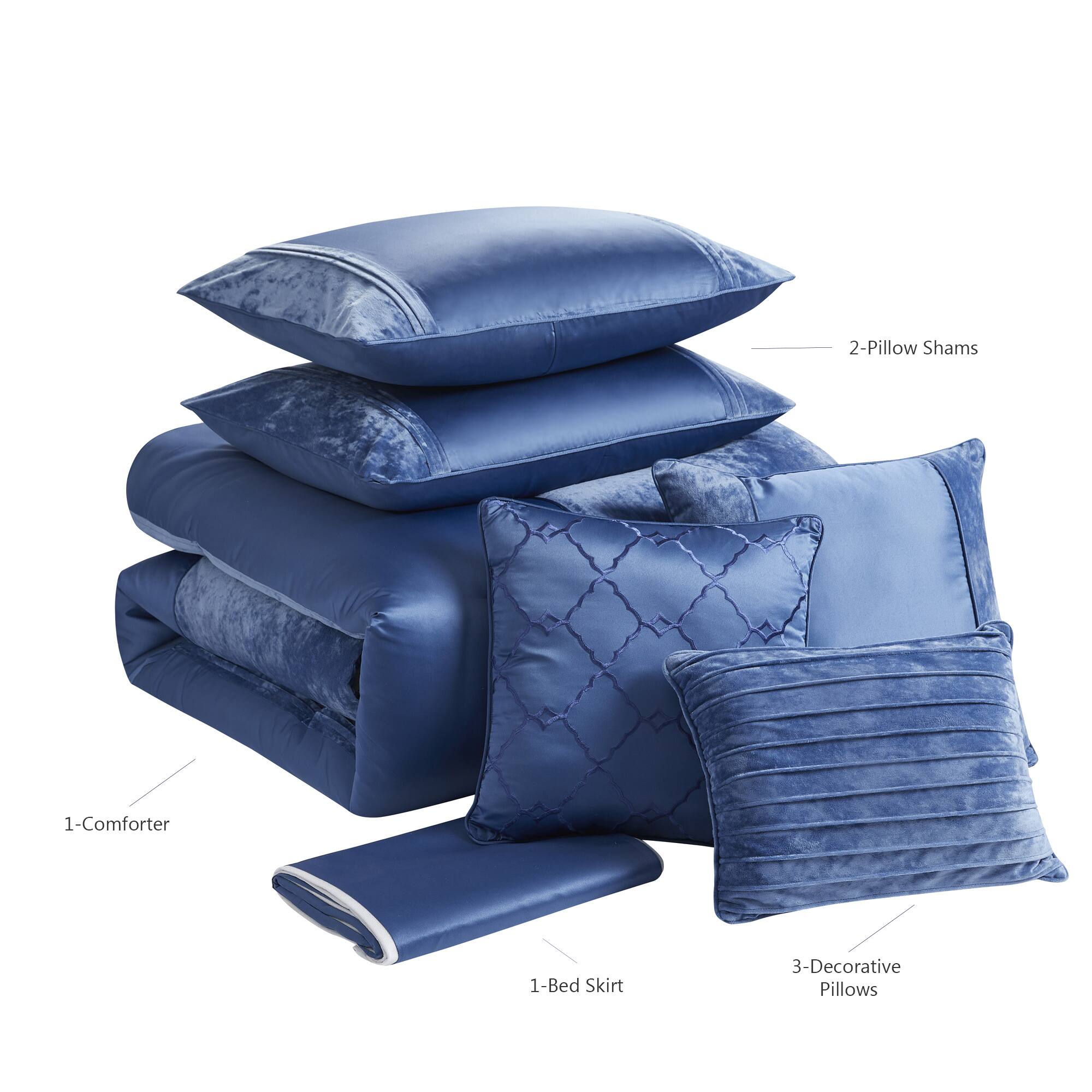 2-Pillow Shams  
1-Comforter  
1-Bed Skirt  
3-Decorative Pillows