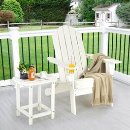 Gymax - 2PC Patio Folding Adirondack chair Side Table Cup Holder Poolside - White