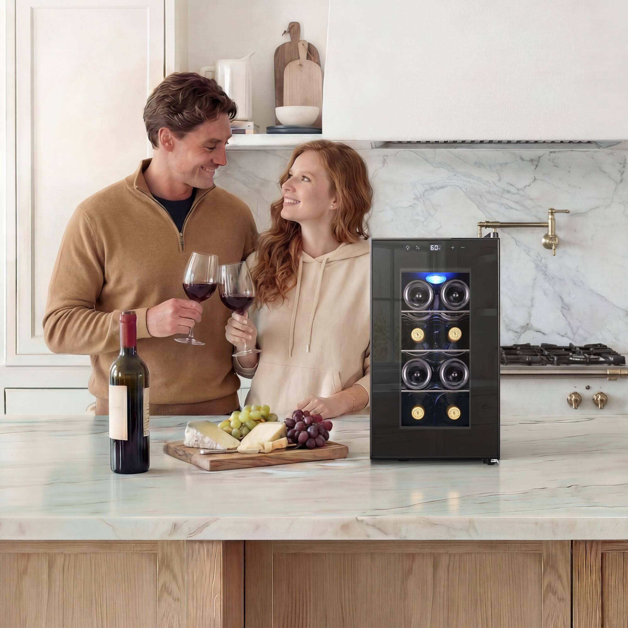 Alt View 4. Yeego - Wine Cooler Refrigerator, 8-BottleThermoelectric Countertop Fridge,  Small & Silent Wine Cooler for Home / Office - Black.