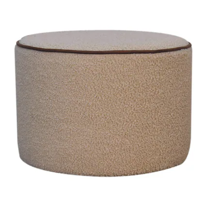 Front. Artisan Furniture - Artisan Furniture Solid Wood Serenity Large Round Footstool, Upholstered - Beige.