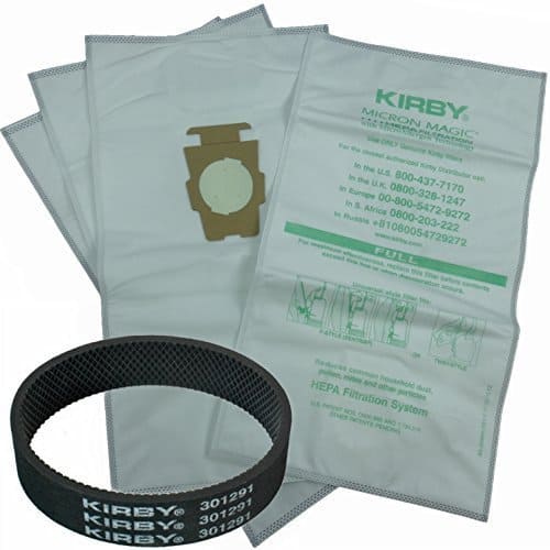 Kirby - 4-Pack Universal F-Style Micron Magic HEPA Vacuum Bags + 1 Belt (Genuine)