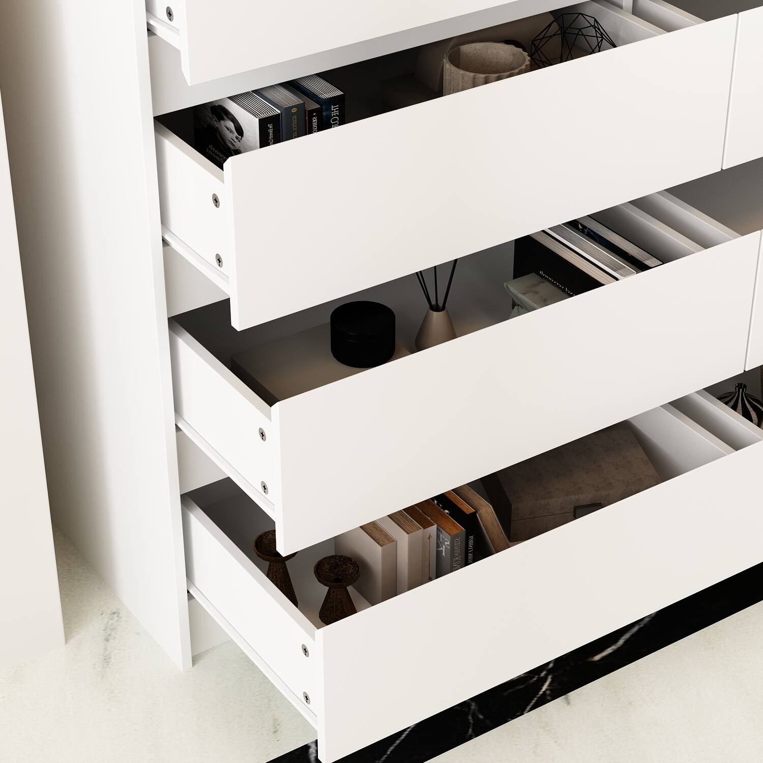 Alt View 4. Famapy - Famapy Horizontal Dresser: Minimalist Design with Smart Storage - White.