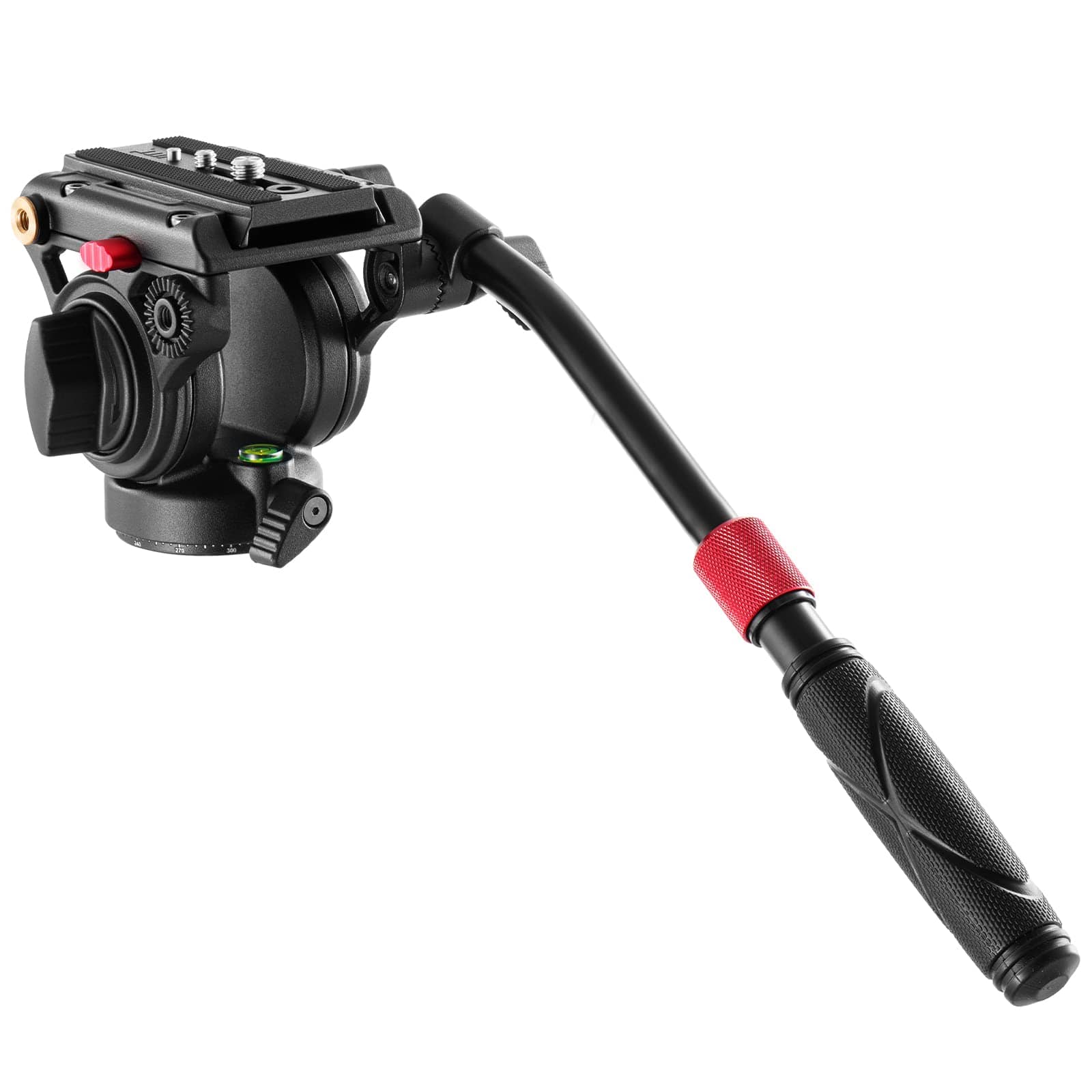 Neewer - Fluid Video Head with QR Plate & Telescopic Handle, 13.2lb, GM001 - Black