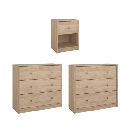Front. Tvilum - 3-Piece Bedroom Set - Nightstand And Chest Set Of 2 - Brown.