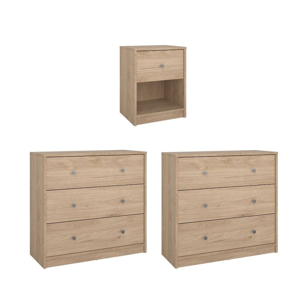 Tvilum - 3-Piece Bedroom Set - Nightstand And Chest Set Of 2 - Brown