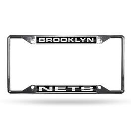Rico Industries - Brooklyn Nets NBA All Corner EZ View Chrome Metal Laser Cut License Plate Frame - Multi