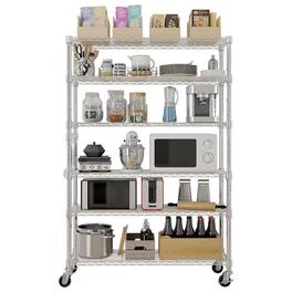 Winado - 46" x 18" x 82" 6 Tier Heavy Duty Rolling Storage Shelf Shelving Unit Metal Rack Oragnizer Bookshelf for Home Garage - Silver