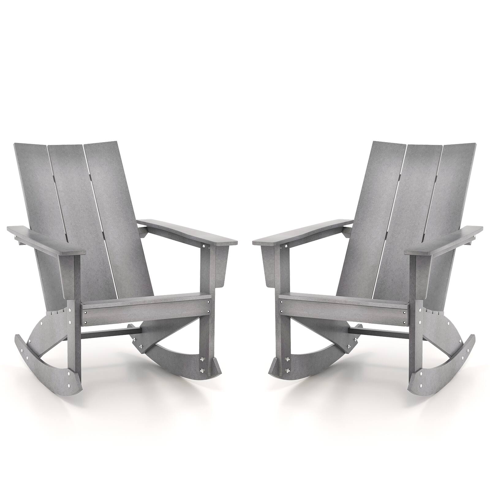 Alt View 1. Gymax - Gymax Set of 2 Adirondack Rocking Chair All Weather HDPE Rocker Grey Patio - Grey.