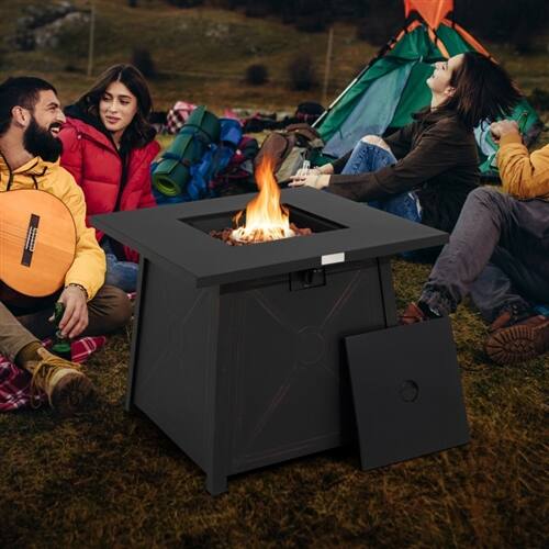 Alt View 1. SlickBlue - Portable 50,000 BTU Black Steel Fire Pit Table – LP Gas Propane Outdoor Heater - Black.
