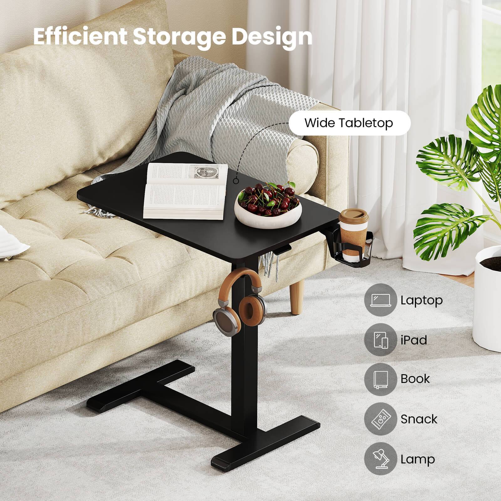 Efficient Storage Design

Wide Tabletop

- Laptop
- iPad
- Book
- Snack
- Lamp