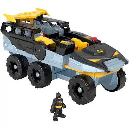 Front. Fisher-Price - Mattel HVY04 Imaginext DC Super Friends Transforming Bat-Tank and Batman Toy - Black.